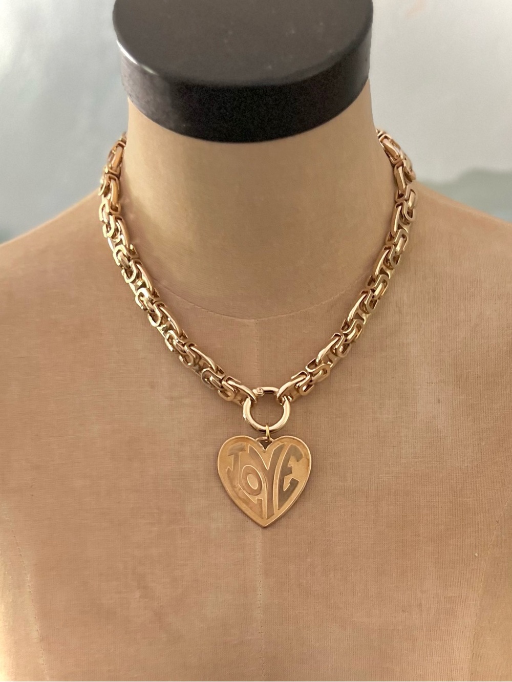 Vintage-Inspired Gold "LOVE" Heart Pendant Necklace